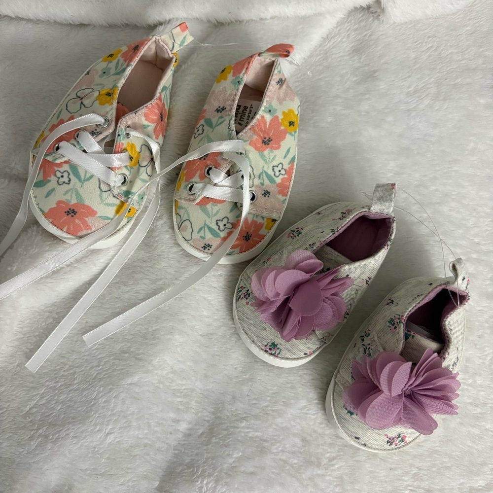 Floral Kids Shoes with Pink and Purple Accents